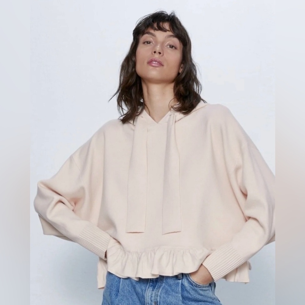 Zara Ruffle Hem Hoodie
